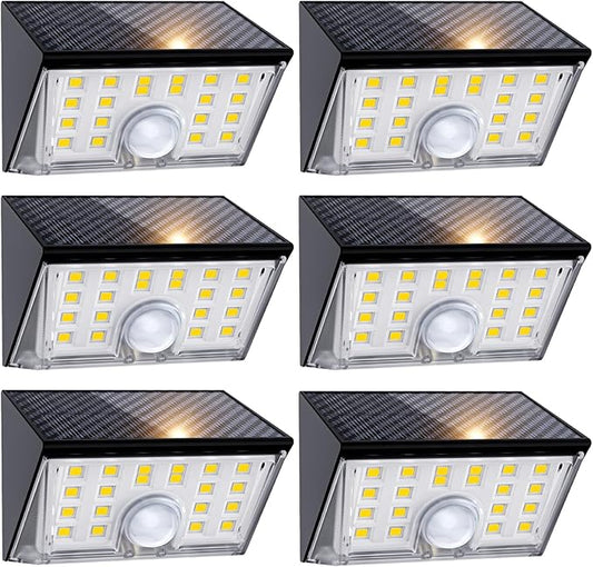 JSOT Solar Motion Sensor Lights Outdoor, 4 Modes Solar Lights Outdoor Waterproof IP65, 6Pack Bright Wall Security Lighting for Outside Yard Front Door Fence - Cool White-VerdiqueGarden