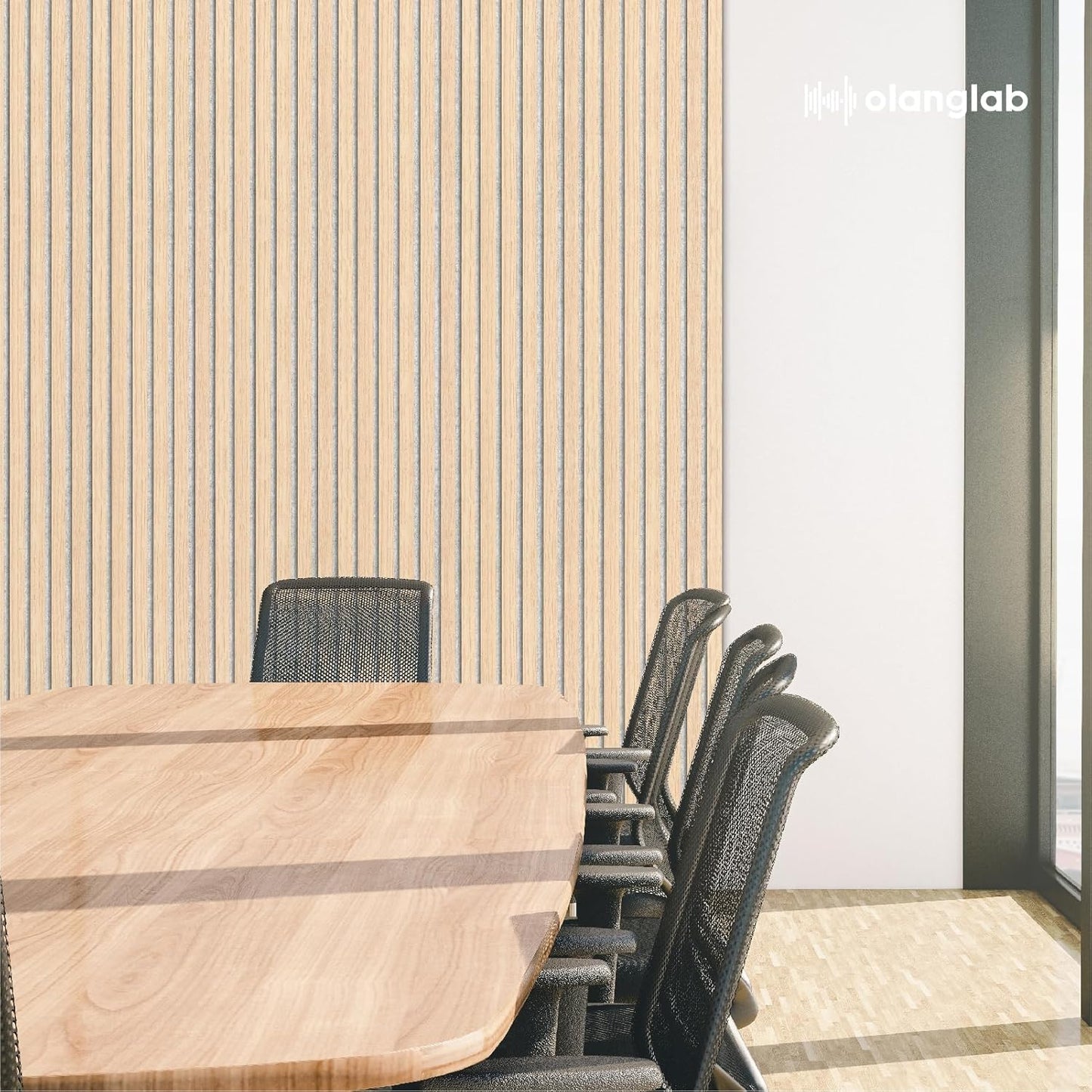 Olanglab Wood Slat Wall Panels, Wooden Wall Panels, 94.5"x12.6" Each 3D Wall Panels for Interior Wall Decor, 4 Pack in Total 94.5"x50.4" (Light Oak-Grey Felt)-VerdiqueGarden