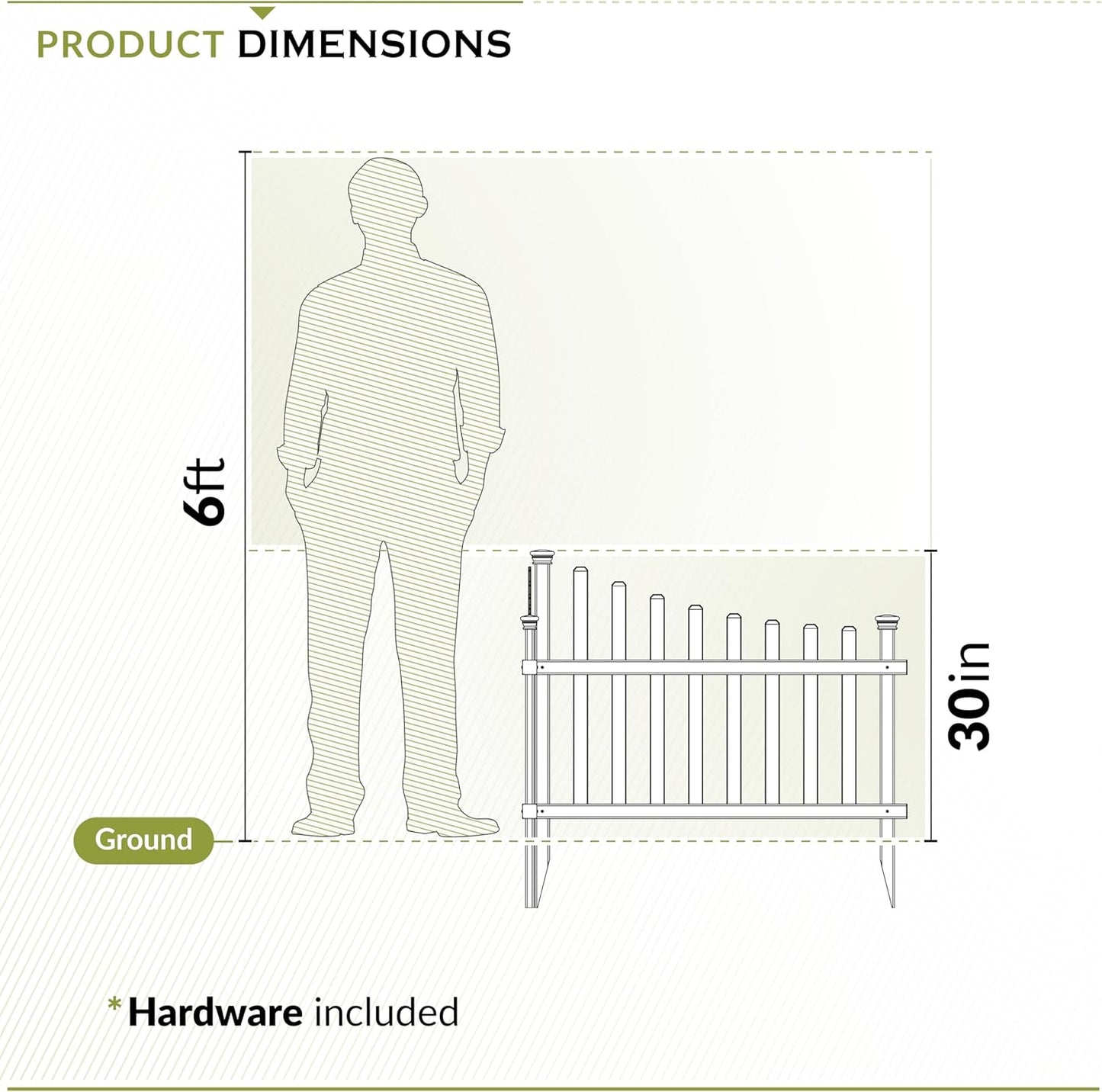 30in H x 40in W (2 Panels) No Dig Zippity Ashley Corner Vinyl Picket Fence, Garden Fence Border, Decorative Fence For Garden, White Vinyl Panels for Backyard, Patio & Yard, ZP19007-VerdiqueGarden
