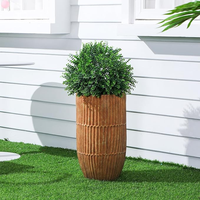 Yunlly 2 Pcs 18 Inch Artificial Boxwood Ball Topiary Tree Fake Outdoor Plants Bush, UV Resistance Faux Shrubs with Spike Realistic Greenery Potted for Indoor Garden Yard Porch Patio Decor (Green)-VerdiqueGarden