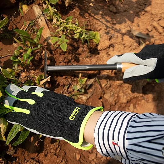 HLDD HANDLANDY 2 Pairs Leather Gardening Gloves for Men, Utility Work Gloves for Gardening, Yardwork, Construction, Mechanics, Great Garden Gifts for Men Women-VerdiqueGarden