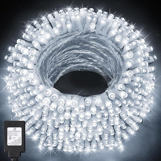 KNONEW 197FT 500 LED Christmas Lights Outdoor String Lights 8 Modes & Memory Fairy Light Plug in Waterproof LED String Lights for Xmas Yard Tree Wedding Party Holiday Decorations (Cool White)-VerdiqueGarden