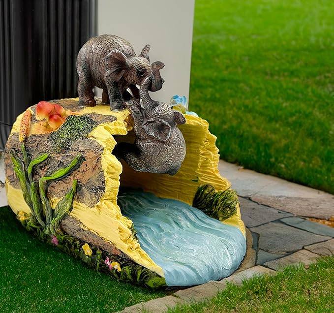 Elephant Sculpture 3"x4" Gutter Downspout Extension, Outdoor Decor Sculpture, Garden Animal Statue, Gutter Diverter Rain, Decorative Gutter Extension Downspout, Eco-Friendly and Durable-VerdiqueGarden