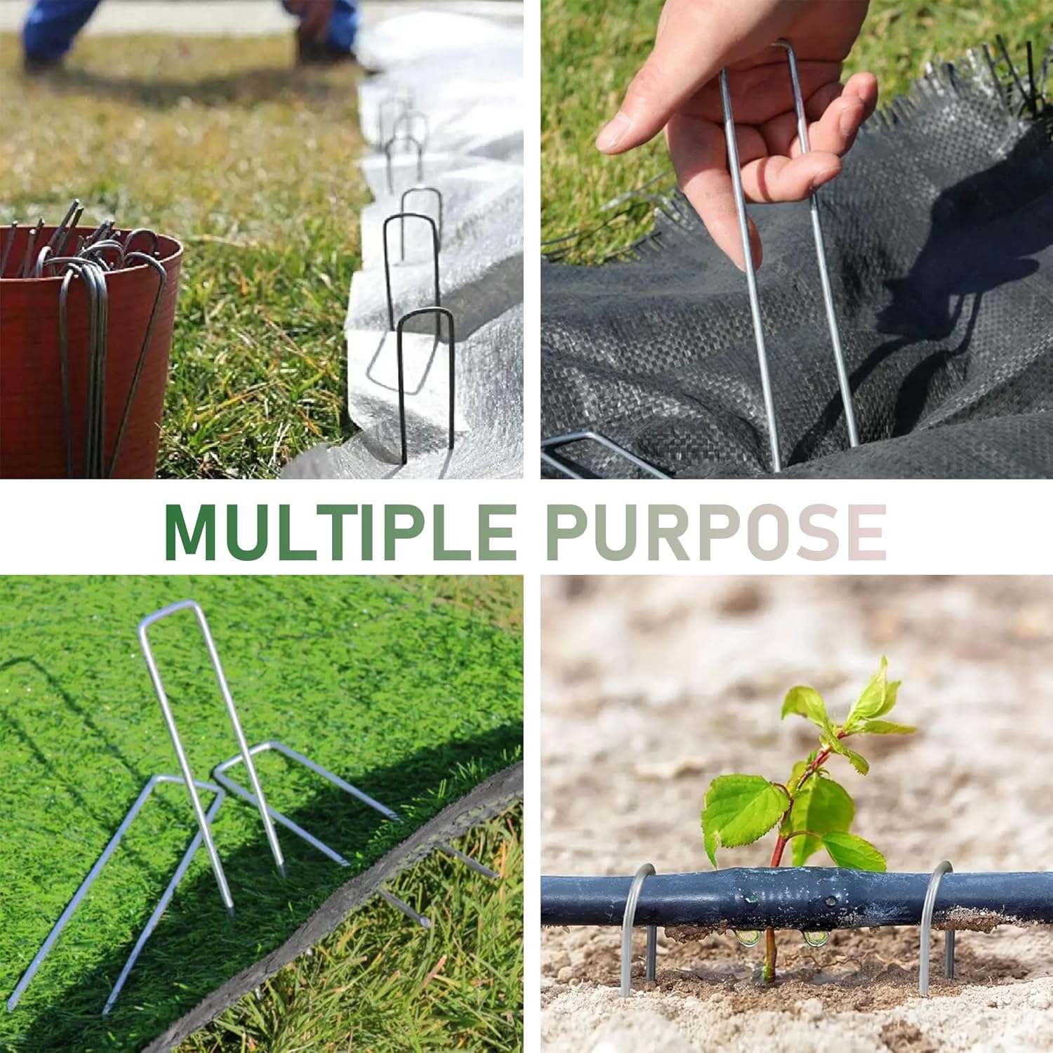 25 Pack Landscape Staples 6 Inches 11 Gauge Stakes, Galvanized Garden Stakes U-Shaped Pins and Landscaping Staples for Sod Anchoring Landscape Fabric Irrigation Tubing-VerdiqueGarden