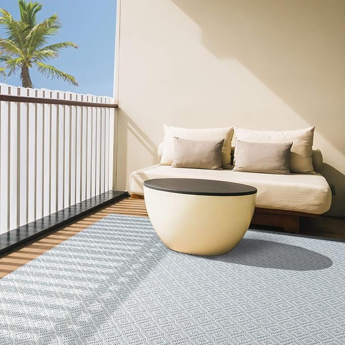 Home Dynamix Tripoli Lydia Indoor/Outdoor Area Rug 7'10"x10'2", Modern Blue-VerdiqueGarden
