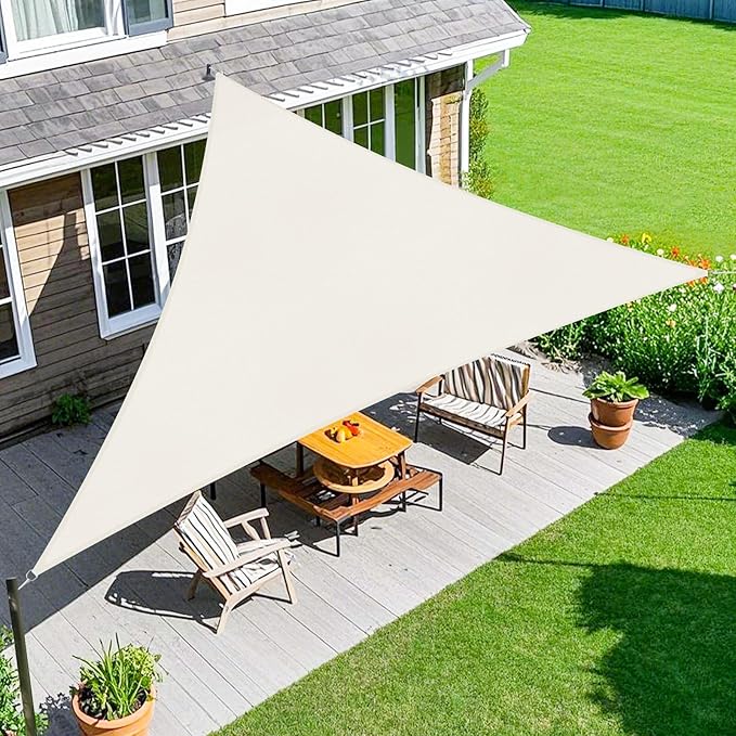 Amagenix Sun Shade Sail 14'X14'X19.8' Curved Edge Outdoor Shade Canopy Cream Breathable 95% UV Block Shade Cloth for Patio Garden Backyard (We Make Custom Size)-VerdiqueGarden