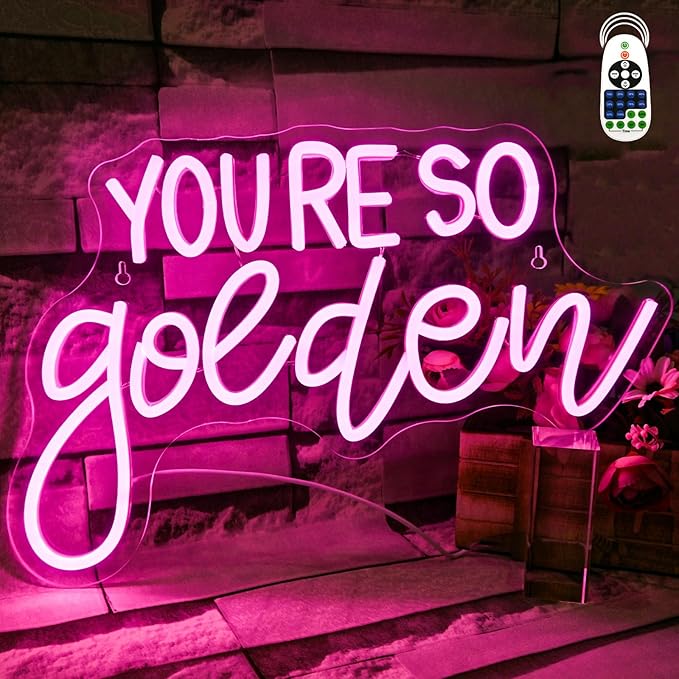 You're So Golden Neon Sign Wall Decor, Neon Signs Dimmable Letter Neon Sign Light Up Signs for Room,Bar,Bedroom,Party, Birthday Party Bar Pub Club Decoration Gifts-VerdiqueGarden