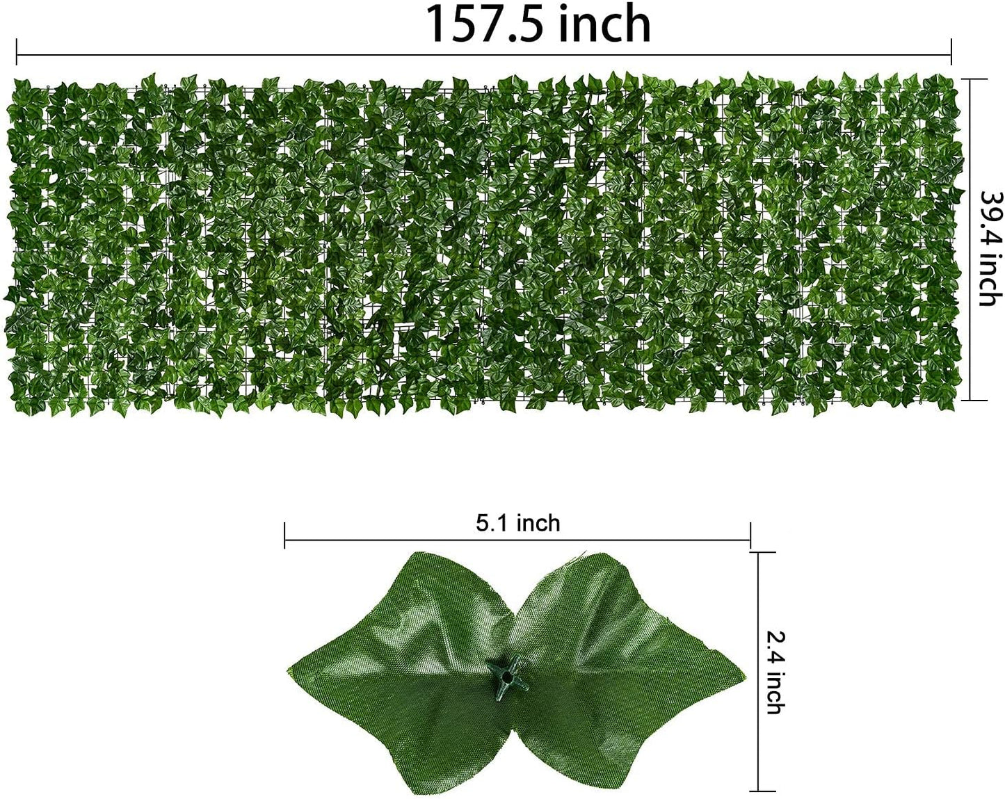 DearHouse Artificial Ivy Privacy Fence, 157.5x39in Artificial Hedges Fence and Faux Ivy Vine Leaf Decoration for Outdoor Decor, Garden Decor-VerdiqueGarden