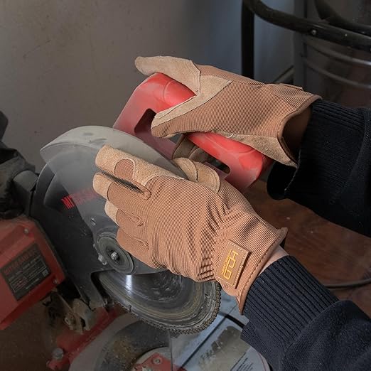 HLDD HANDLANDY 2 Pairs Leather Gardening Gloves for Men, Utility Work Gloves for Gardening, Yardwork, Construction, Mechanics, Great Garden Gifts for Men Women-VerdiqueGarden