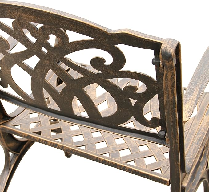 Oakland Living Ornate Traditional Outdoor Cast Aluminum Bronze Patio Dining Chair-VerdiqueGarden