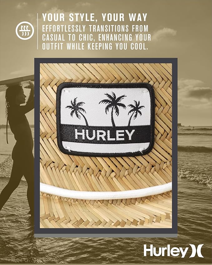 Hurley Women's Straw Hats - Real Straw Hat Medium Brim and Adjustable Chin Strap-VerdiqueGarden