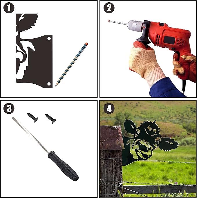 Peeping Cow Metal Art Farm Garden Decor Garden Fence Decoration Outdoor Decoration for Farmhouse,Yard,Lawn-VerdiqueGarden