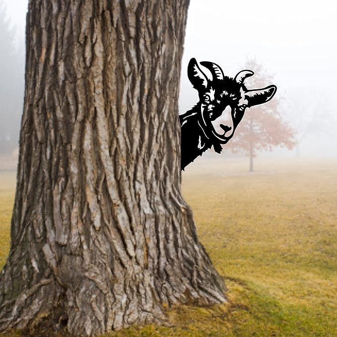 Peeping Goat Metal Art Farm Garden Decor Garden Fence Decoration Outdoor Decoration for Farmhouse,Yard,Lawn-VerdiqueGarden