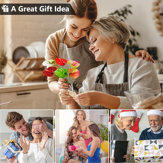 Solar Lights Outdoor,4 Packs Solar Garden Flower Lights with Anthurium Plant Lights,Garden Birthday Gifts for Women,Waterproof Solar Stakes Lights for Outside Yard Patio Lawn Decoration-VerdiqueGarden