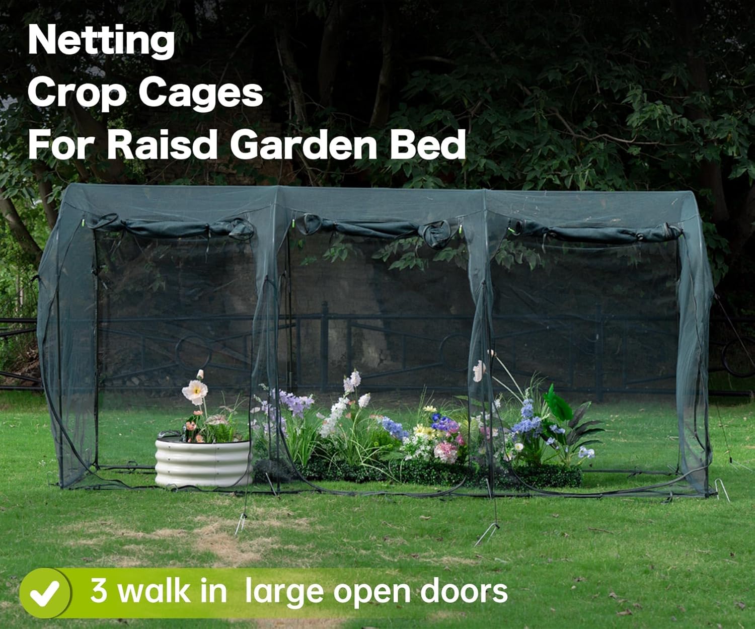 Poray Large 12.3X4FT Tunnel Plant Netting Cover,6FT Tall Crop Cage Tomato Netting for Vegetables&Fruits,Durable Gardening Net for Plant and Animals-VerdiqueGarden