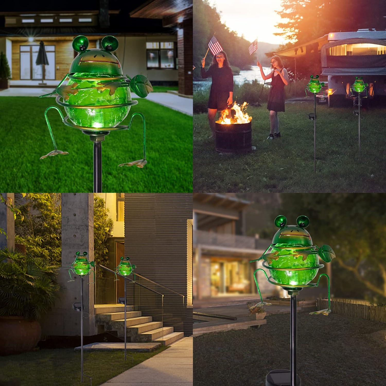 Bshine Solar Frog Garden Decorative Light, Outdoor Waterproof Solar Stake, Yard Decoration for Paths, Landscape, Pathways, Lawn Ornaments, Gift for Mom, Gardening Gift for Frog Lovers-VerdiqueGarden
