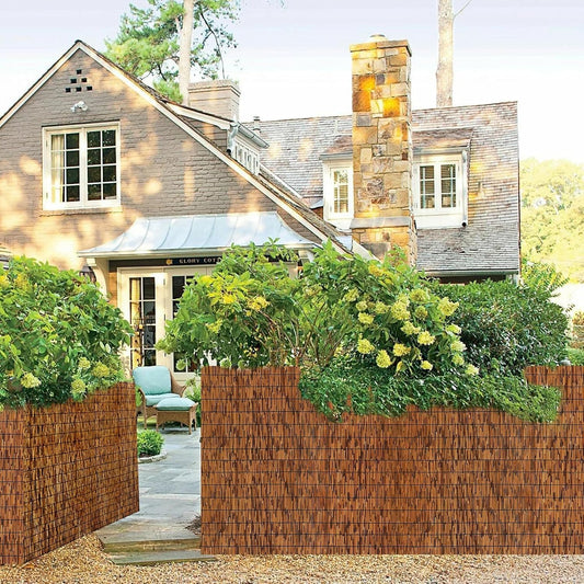 Reed Bamboo Screen Fencing,4FT X 16.4FT Natural Reed Fencing Reed Screen for Balcony Reed Fence Bamboo Reed Fence 4 Feet High for Outdoor Backyard Patio(Brown)-VerdiqueGarden