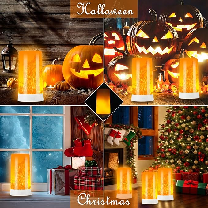 Bestview LED Flame Lights with Remote & Timer,4 Modes USB Rechargeable Battery Operated Fire Flickering Flameless Candles Campfire Table Lamp for Halloween,Christmas,Indoor&Outdoor Decoration (2 Pack)-VerdiqueGarden