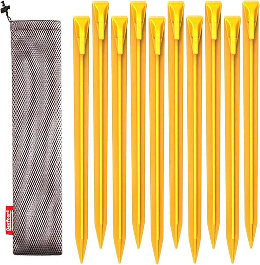 10-Pack Plastic Tent Stakes – 12-Inch Heavy Duty Canopy Anchoring Pegs for Camping, Gardening, Landscaping, Backpacking – Lightweight, Rust-Proof, Reusable Camping Stake-VerdiqueGarden