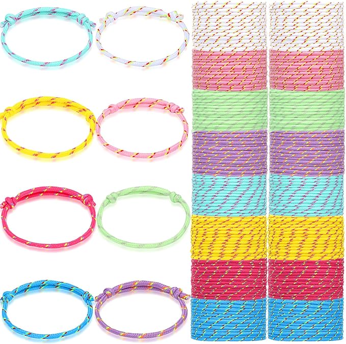Remerry 168 Pcs Friendship Bracelets Adjustable Woven Rope Bracelets Bulk Valentine's Day Birthday Party Favors & Goodie Bag Stuffers, 8 Assorted Colors(Candy Colors)
