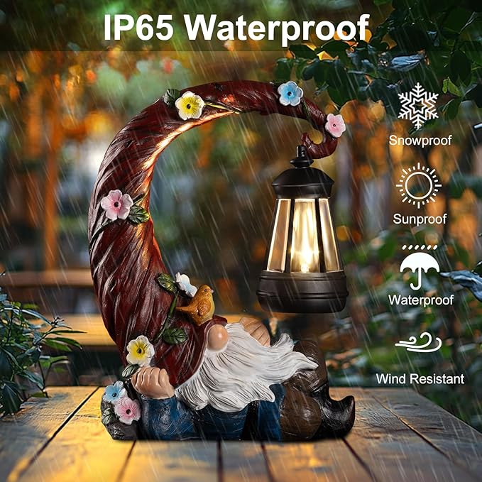 Garden Gnomes Outdoor Statues with Solar Light Funny Gnome Decor Gifts for Women Mom Gnomes Decorations for Home Patio Lawn Yard Garden Decor-VerdiqueGarden