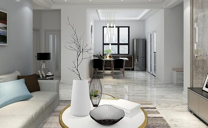 Simple Vase for Flowers Plants, Matte Vases for Modern Table Shelf Home Decor Wedding Boho Decor, 6" H Frosted Elegant Ceramic Vase for Pampas Grass Fluffy Stem Bouquet Lavender Flowers (White, 4)-VerdiqueGarden