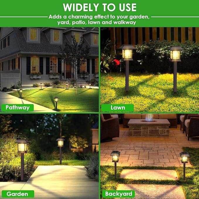 Solar Pathway Lights Outdoor, 12 Pack Upgraded LED Waterproof Solar Outdoor Lights, Outside Driveway Garden Landscape Walkway Path Yard Lawn Decor-VerdiqueGarden