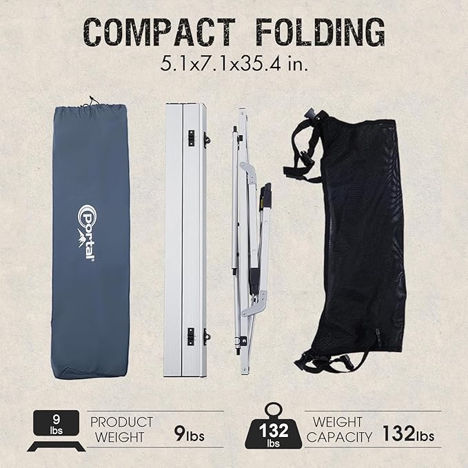 PORTAL Outdoor Folding Portable Picnic Camping Table with Adjustable Height Aluminum Roll Up Table Top Mesh Layer, Silver-VerdiqueGarden