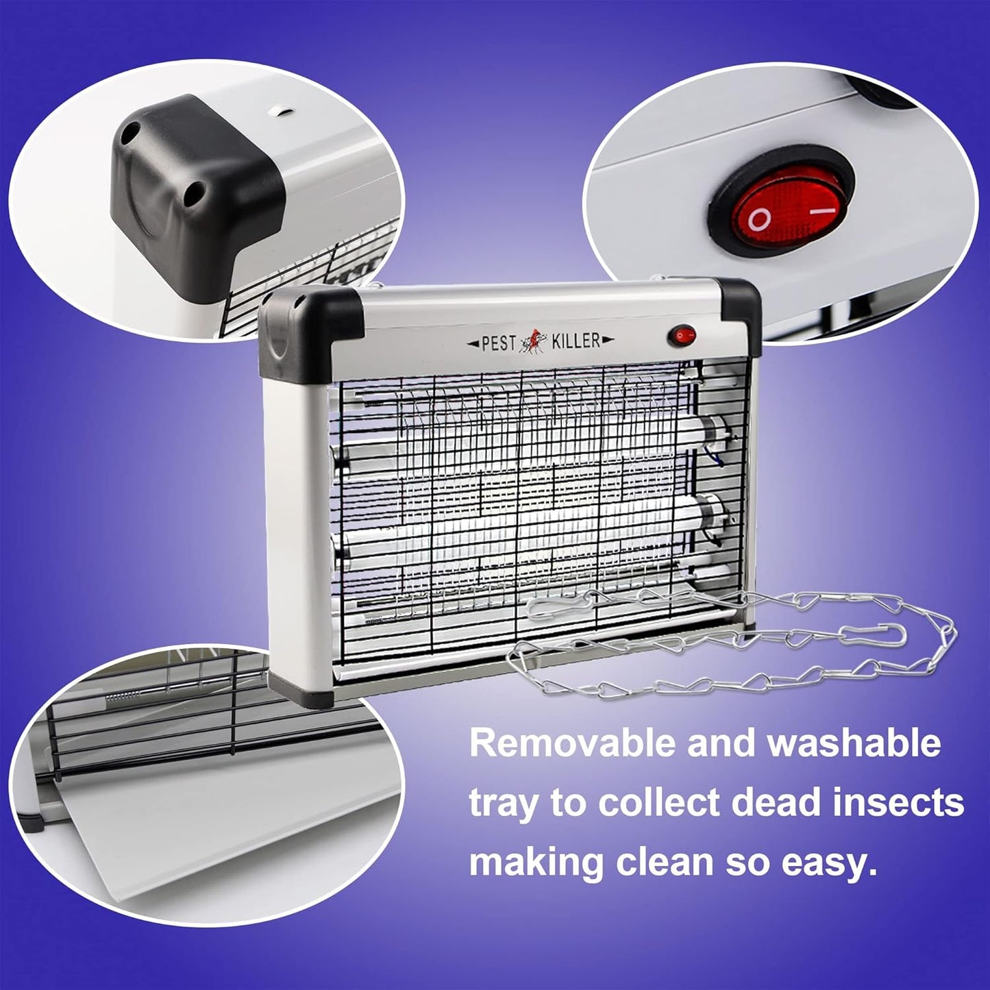 Electric Bug Zapper, Indoor Mosquito Killer with 20W Lamps 2800V Grid, Plug-in Hanging Insect Trap for Mosquito, Moth, Fly Killer Indoor Use-VerdiqueGarden