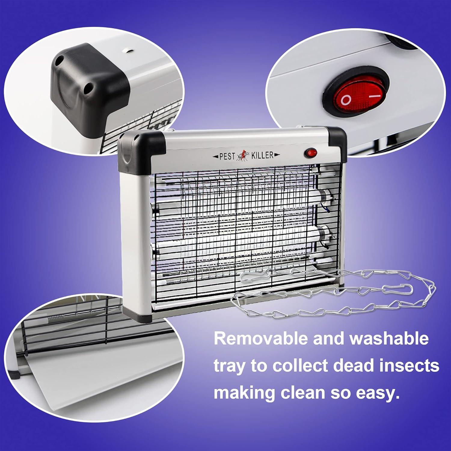 Electric Bug Zapper, Indoor Mosquito Killer with 20W Lamps 2800V Grid, Plug-in Hanging Insect Trap for Mosquito, Moth, Fly Killer Indoor Use-VerdiqueGarden