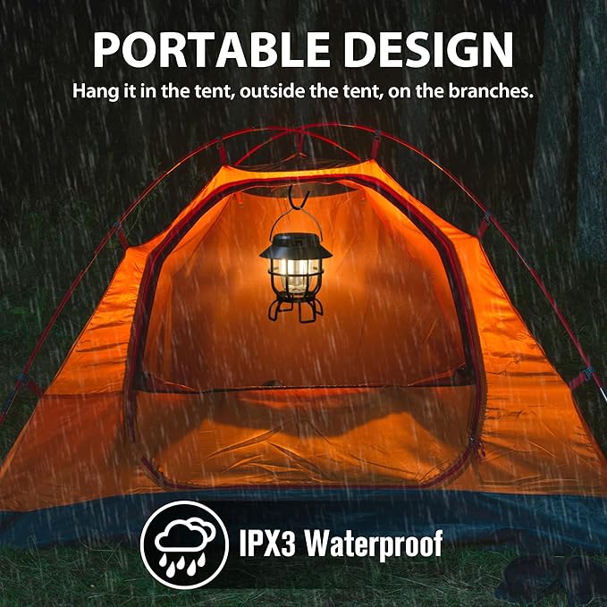 TRIROCKS Set of 2 LED Solar Camping Lantern Dimmable Rechargeable Lantern IPX3 Water-Resistant Portable Emergency Lights Outdoor Camping Lights for Camping Home Power Outage Hurricane Hiking (Green)-VerdiqueGarden