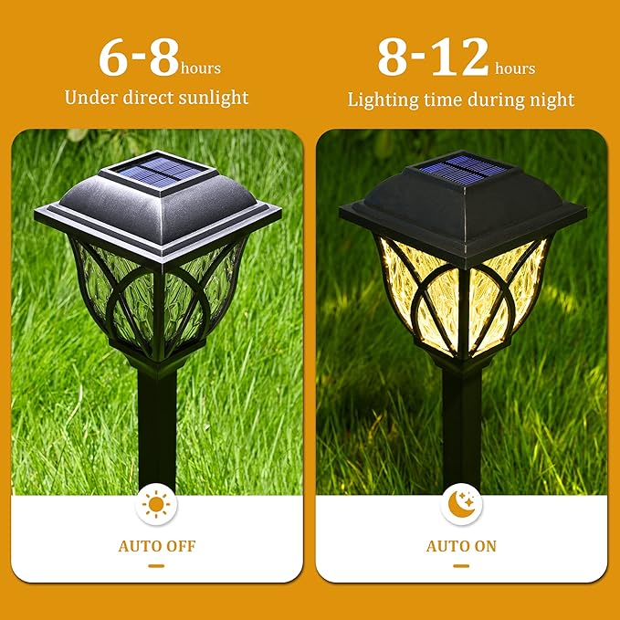 GIGALUMI Solar Lights Outdoor Waterproof, 8 Pack LED Solar Garden Lights, Solar Lights for Outside, Garden Decor for Yard, Patio, Landscape, Planter, Walkway (Warm White)-VerdiqueGarden