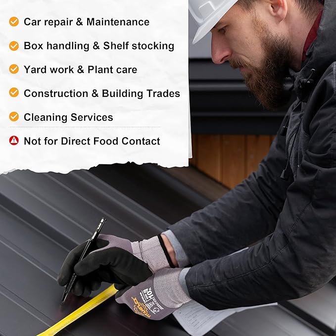 TitanFlex Work Gloves Microfoam Nitrile Coated Men Women, Safety Warehouse Gloves with Grip, Touchscreen, Seamless Knit Nylon-VerdiqueGarden