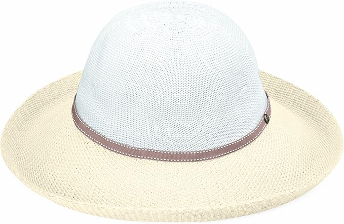 Wallaroo Women’s Victoria Two-Toned Sun Hat – UPF 50+ Sun Protection, Wide Brim, Adjustable, Cotton Lining, Summer Holiday-VerdiqueGarden
