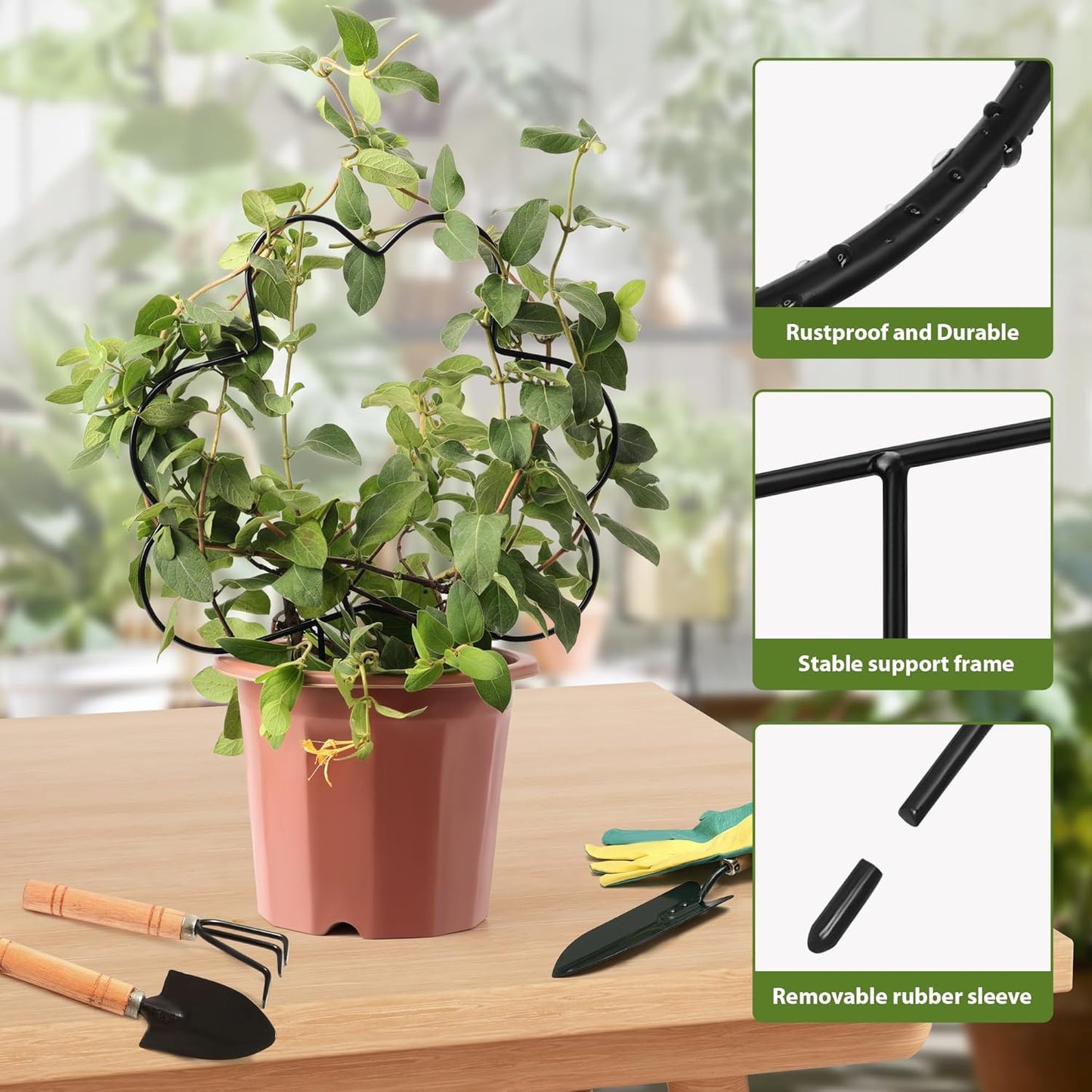 2 Pack Plant Trellis Indoor, 11.2" W x 13.7" H Small Trellis for Potted Plants, Decorative Trellis for Climbing Plants Indoor, Ideal for Vines on Tabletops, Balconies, Gardens and Lawns, Flower-Shaped-VerdiqueGarden