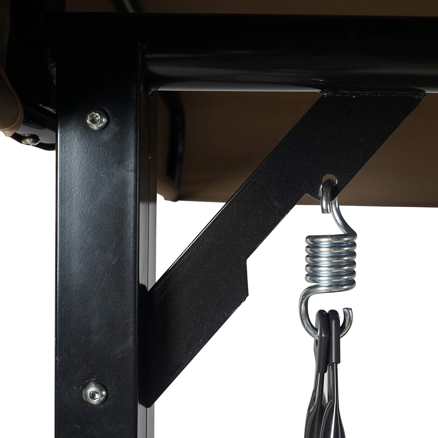 Kozyard Brenda 3-Seat Patio Swing Chair, Outdoor Porch Swing Glider with Adjustable Canopy, Side Pouches, Breathable Seat and Back, for Garden, Poolside, Backyard (Taupe)-VerdiqueGarden