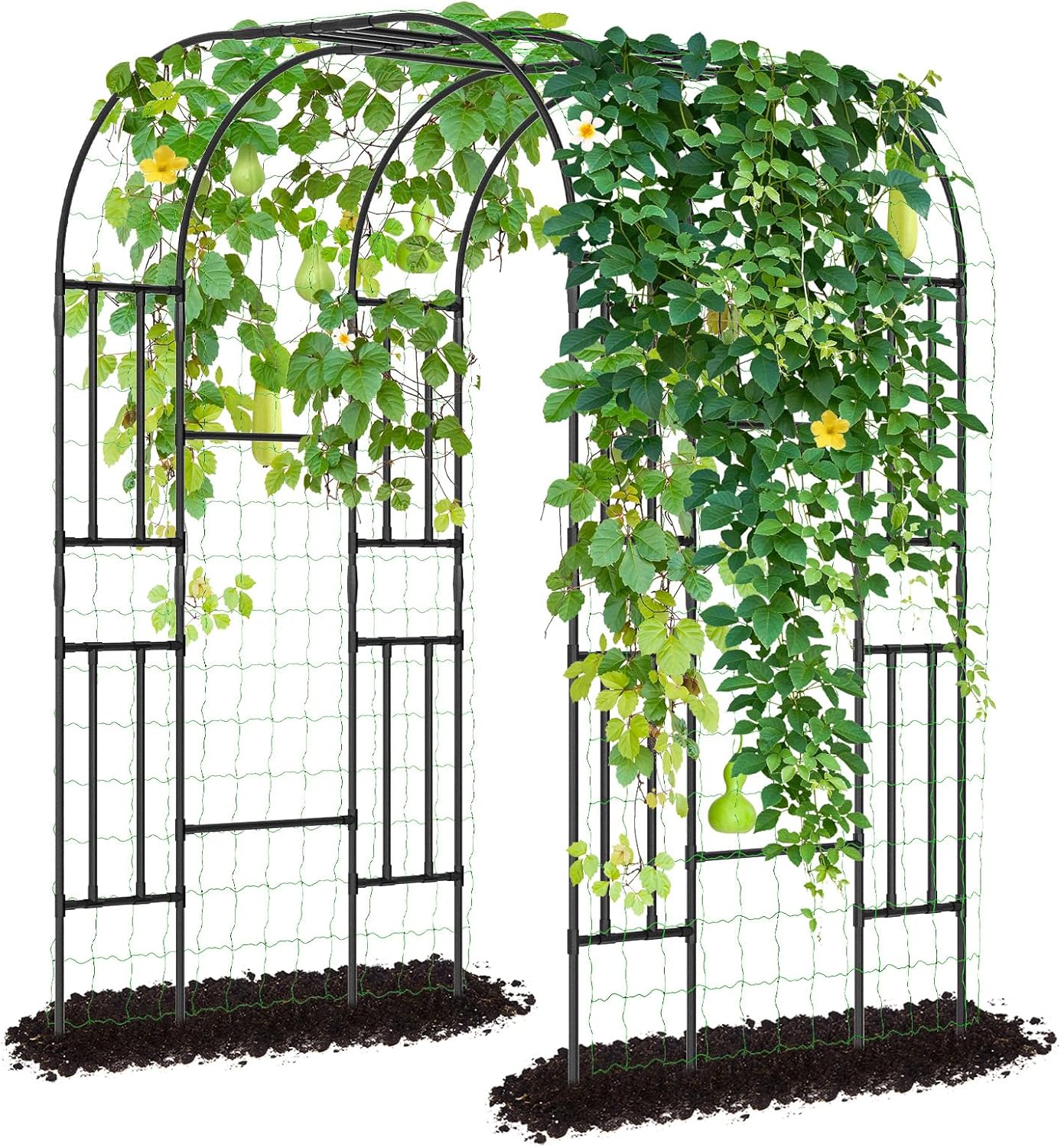 DoCred Large Tall Garden Arch Trellis for Climbing Plants Outdoor, 87in Tall Metal Garden Arbor Wedding Arches for Lawn, Party, Backyard Decoration-VerdiqueGarden