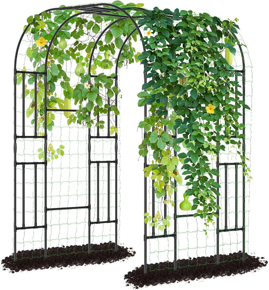 DoCred Large Tall Garden Arch Trellis for Climbing Plants Outdoor, 87in Tall Metal Garden Arbor Wedding Arches for Lawn, Party, Backyard Decoration-VerdiqueGarden