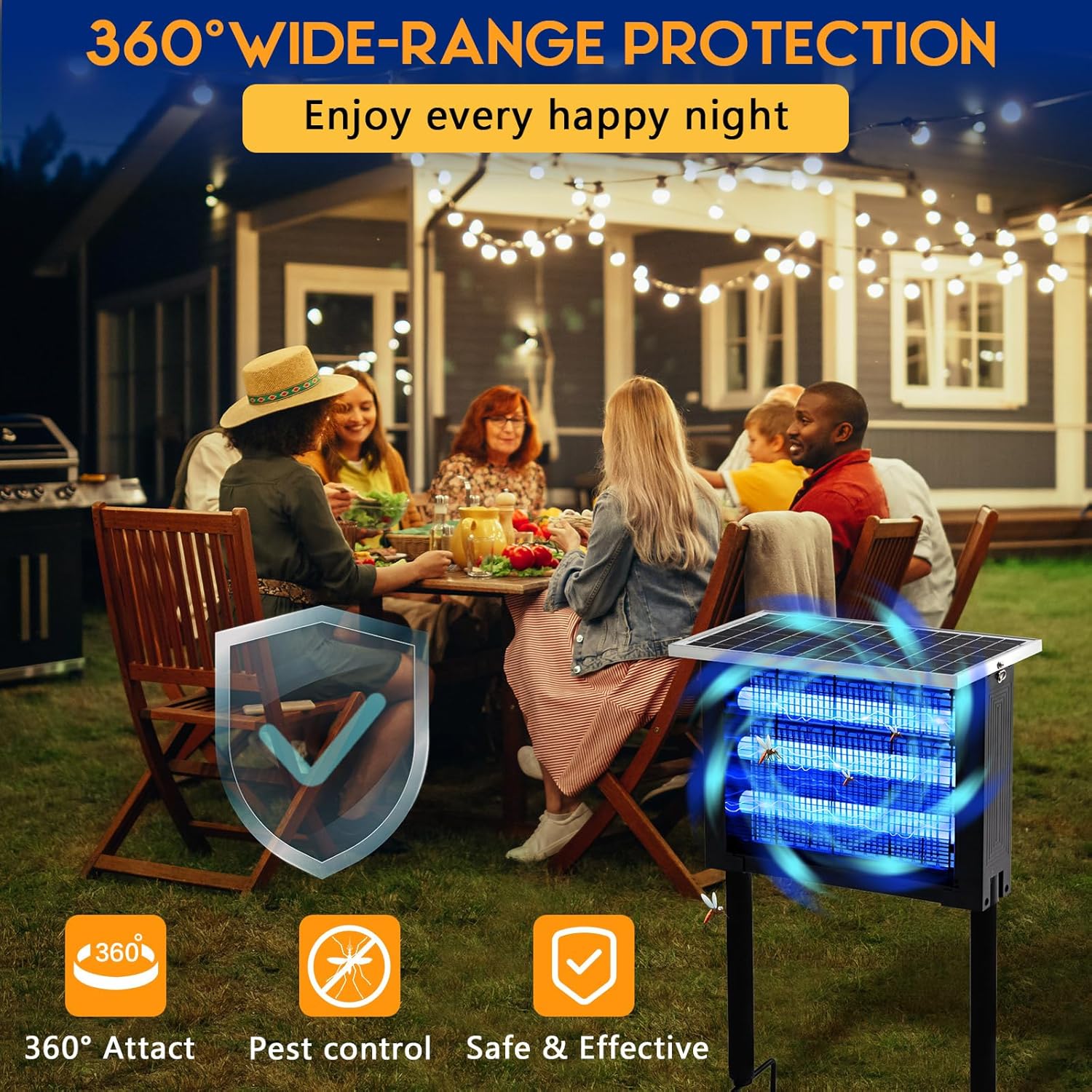 Qualirey 2 Pcs Solar Bug Zapper Outdoor Waterproof Mosquito Zapper with 3000v High Powered Rechargeable Electric Mosquito Killer with Grounding Bracket Fly Insect Trap for Patio Garden-VerdiqueGarden