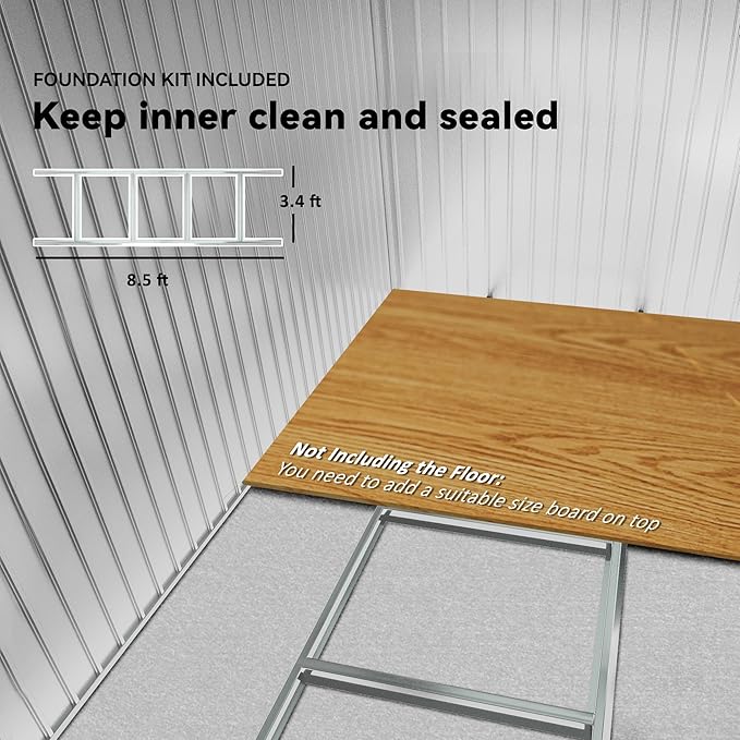 Outsunny 9' x 6' Outdoor Storage Shed, Garden Tool Metal Shed with Foundation Kit, Double Lockable Door, Air Vents and Sloping Roof, for Backyard, Patio, Lawn, Silver-VerdiqueGarden