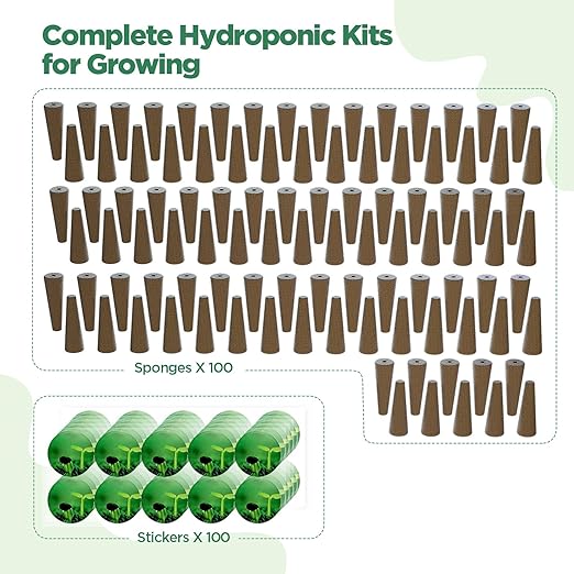 LETPOT 200 Pcs Seed Pod Kits, Replacement Root Growth Sponges Seed Pods, Seed Starter Sponges Kit for Hydroponic Indoor Garden System with 100 Sponges, 100 Stickers-VerdiqueGarden