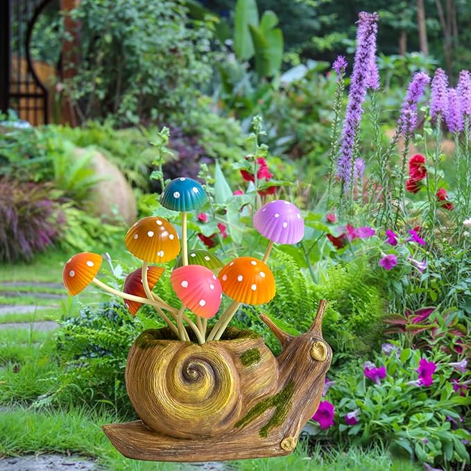 Solar Lights Outdoor Fairy Garden Accessories, Snail Statues Garden Decor for Outside, Gifts for Mother's Day Yard Decorations Patio Lawn Porch Balcony, Unique Housewarming Gifts for Women Mom Grandma-VerdiqueGarden