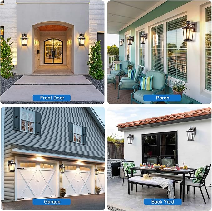 VIANIS Motion Sensor Exterior Light Fixture, 2 Pack Dusk to Dawn Outdoor Light Wall Mount, Anti-Rust Aluminum Outside House Lights, Farmhouse Coach Lantern for Porch, Entryway, Garage, Front Door-VerdiqueGarden