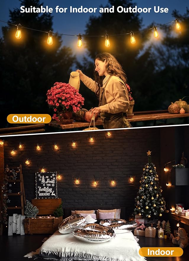 190FT Outdoor String Lights for Patio with 62 Shatterproof S14 Vintage Edison Bulbs, Waterproof Outside Hanging Lights for Backyard Deck Garden Party Xmas Decor, 2700K-VerdiqueGarden