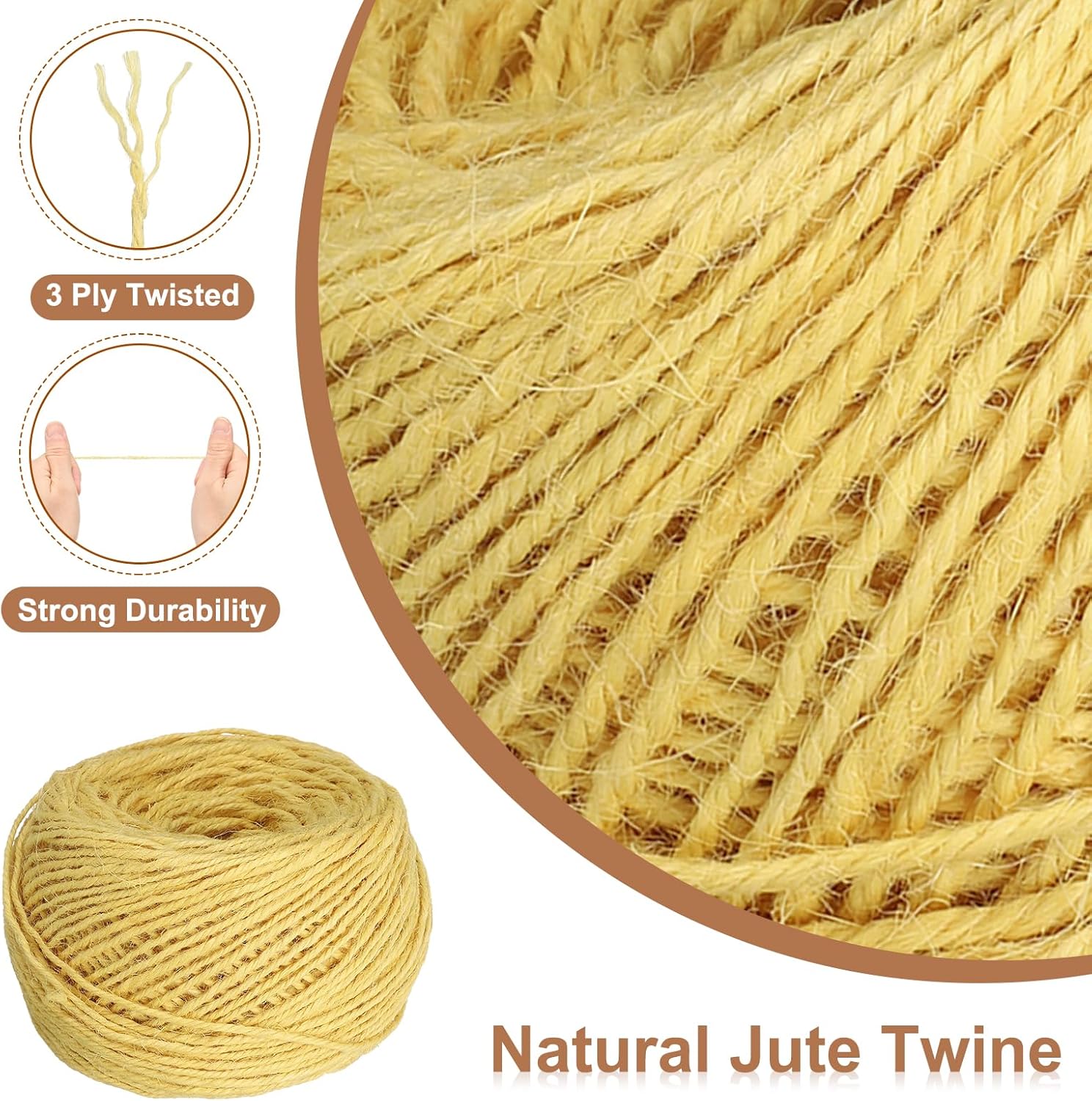 uxcell 328 Feet Natural Jute Twine String,2mm Thin Garden Twine Rope Colored Plant String Cord for DIY Art Crafts Gift Wrapping Decoration Packing Gardening Plant Hanger,Yellow-VerdiqueGarden