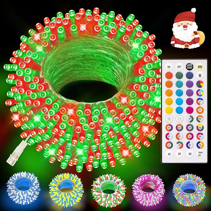 LitHome 99ft 300 Led Color Changing Christmas String Lights 35 Colors RGB Christmas Lights with Remote Timer,Dimmable Led String Light Outdoor Plug in,Xmas Tree Light for Indoor Party Halloween Decor-VerdiqueGarden