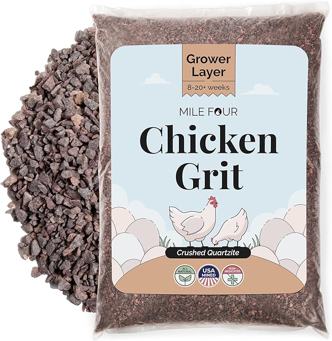 Chicken Grit for Layer & Grower Chickens Age 8-20+ Weeks - 100% Natural Mineral Chicken Grit Quartzite, Poultry Grit, USA Mined, 50 lbs-VerdiqueGarden