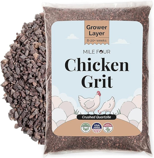 Chicken Grit for Layer & Grower Chickens Age 8-20+ Weeks - 100% Natural Mineral Chicken Grit Quartzite, Poultry Grit, USA Mined, 50 lbs-VerdiqueGarden