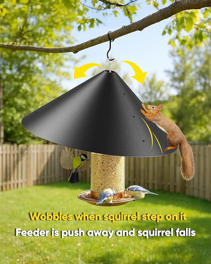 19 Inch Metal Squirrel Baffle for Bird Feeder Pole, Squirrel Proof for Hanging Bird Feeder, Outdoor Cover for Rain, Rust Proof Chew Proof Heavy, 1 Pack-VerdiqueGarden