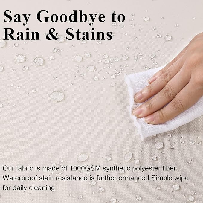 Outdoor Chair Cushions Set of 2 for Patio Furniture 19x19x4 Inch Waterproof Patio Chair Cushion 3 Year Color Fastness Square Elastic Foam Garden Sofa Couch Pads with Ties and Handle,Beige-VerdiqueGarden